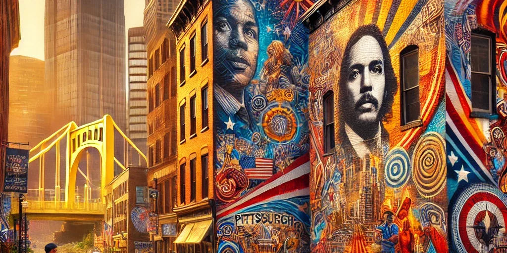 An image capturing the artistic energy and vibrancy of Pittsburgh’s street art scene.