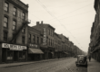 Vintage view of Pittsburgh’s Strip District buildings and streets, historically known as mobster hideouts during Prohibition.