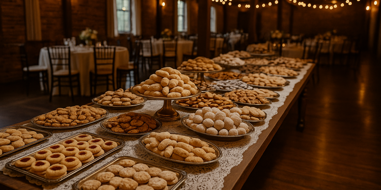 cookie-table Homemade cookies displayed on a traditional Pittsburgh wedding cookie table