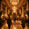 The grand ornate lobby of the William Penn Hotel in Pittsburgh, featuring high ceilings, crystal chandeliers, and marble floors, reflecting over a century of Pittsburgh history and civic life.
